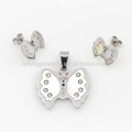 Fine stainless steel butterfly shape jewelry,memory plain silver sets engagements china factory price